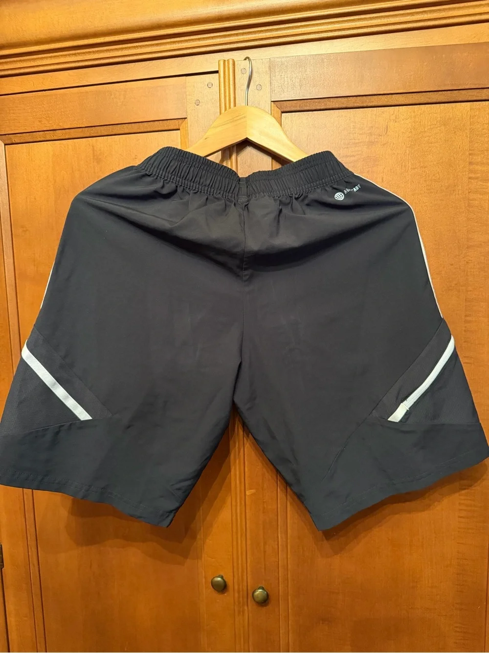 adidas Black Athletic Shorts with White Stripes